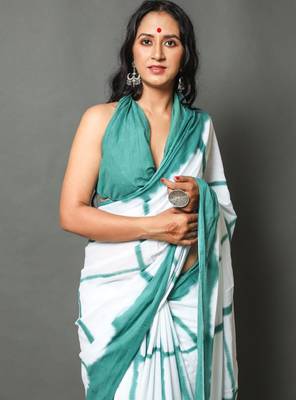 Checked pure cotton bandhani saree 4
