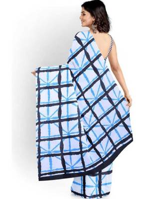 Checked pure cotton block print saree 3