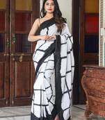 Checked pure cotton bagru saree