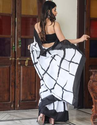 Checked pure cotton bagru saree 3