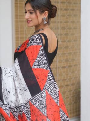 Mulmul cotton block print saree 3