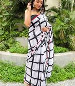 Checked pure cotton bagru saree