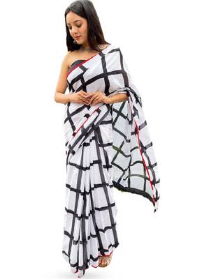 Checked pure cotton bagru saree 3