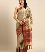 Ethnic motifs woven design zari silk cotton kanjeevaram saree