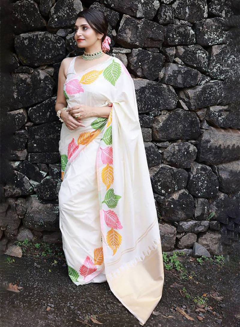 Ethnic motifs woven designed zari banarasi silk saree