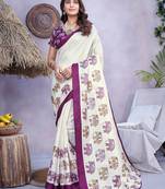 Ethnic motifs printed mysore silk saree