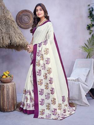 Ethnic motifs printed mysore silk saree 2