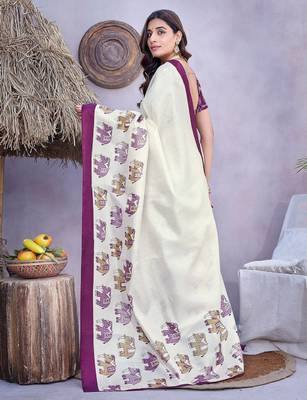 Ethnic motifs printed mysore silk saree 3