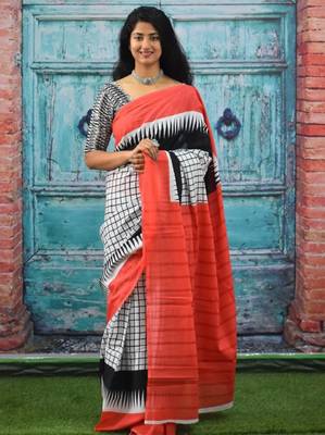 Checked block print saree 1