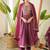 Purple Embroidered Printed Kurti Pant Dupatta