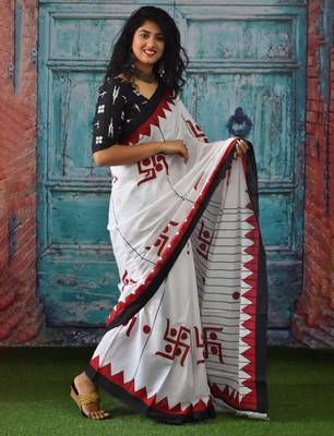 Ethnic motifs pure cotton block print saree 2