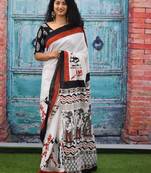 Ethnic motifs pure cotton block print saree