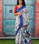 Ethnic motifs pure cotton block print saree