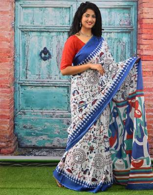 Ethnic motifs pure cotton block print saree 2