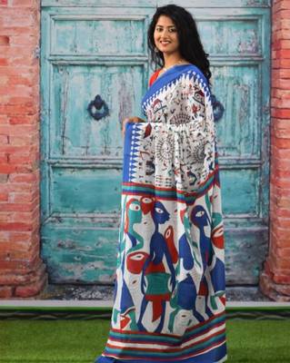Ethnic motifs pure cotton block print saree 3