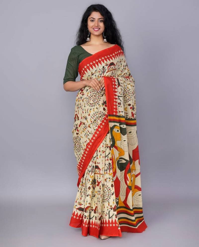 Pure cotton block print saree