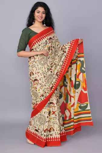Pure cotton block print saree