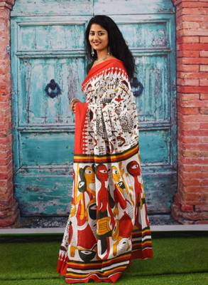 Ethnic motifs pure cotton block print saree 3