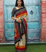 Ethnic motifs pure cotton block print saree