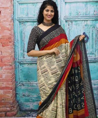 Ethnic motifs pure cotton block print saree 2