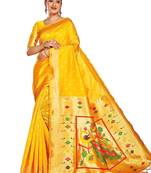 Ethnic motifs woven design zari paithani saree