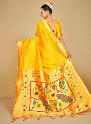 Ethnic motifs woven design zari paithani saree 3