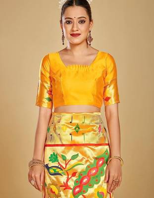 Ethnic motifs woven design zari paithani saree 4