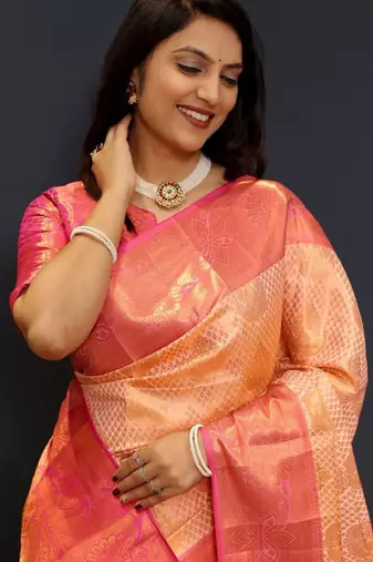 cream kanjeevaram saree with ethnic motif zari weave