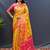 gold silk kanjeevaram saree with woven zari design