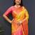 gold silk kanjeevaram saree with woven zari design