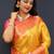 gold silk kanjeevaram saree with woven zari design