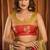 Golden olive green soft tissue silk blend saree with red woven border