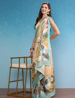 Floral satin digital print saree 1