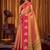 Peach gold soft tissue silk blend saree with magenta woven border