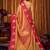 Peach gold soft tissue silk blend saree with magenta woven border