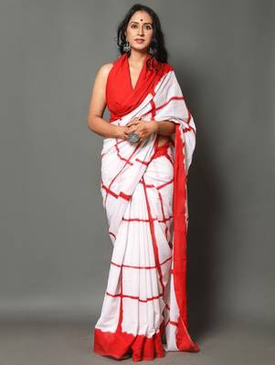 Checked pure cotton tie & dye saree 1
