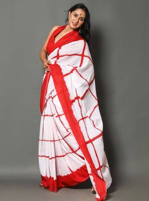 Checked pure cotton tie & dye saree 3