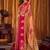 Peach pink soft tissue silk blend saree with rani pink zari woven border