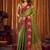 Green soft tissue silk blend saree with wine red zari woven border