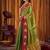 Green soft tissue silk blend saree with wine red zari woven border