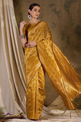 Woven design zari silk blend kanjeevaram saree