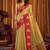 Golden beige soft tissue silk blend saree with red zari woven border