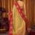 Golden beige soft tissue silk blend saree with red zari woven border