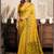 Mustard cotton blend warli work saree with unstitched blouse