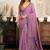 Lilac cotton blend warli work saree with unstitched blouse