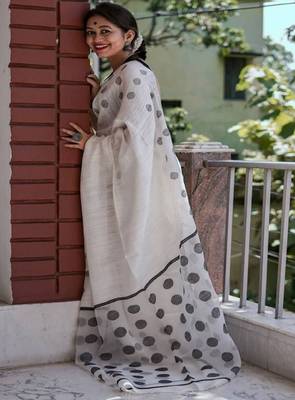 Polka dot silk blend kanjeevaram saree 3