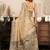 Cream cotton blend warli work saree with unstitched blouse