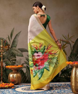 Onam special floral printed kasavu silk saree 3