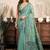 Sky blue cotton blend warli work saree with unstitched blouse