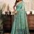 Sky blue cotton blend warli work saree with unstitched blouse